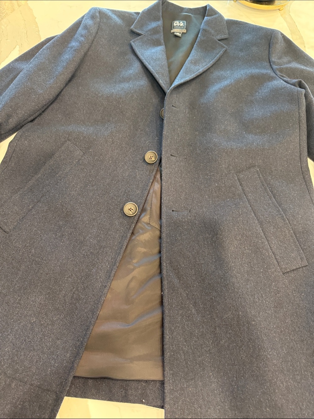 Jos. A. Bank Traveler TravelTech Men's Wool Blend Coat navy Size 42 R Like New